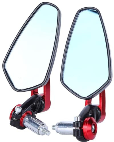 Yosoo Espejo Retrovisor Universal de Aleación de Aluminio para Motocicleta - 7/8 Pulgadas, 22 mm, Extremo del Manillar, Montaje Lateral (Rojo)