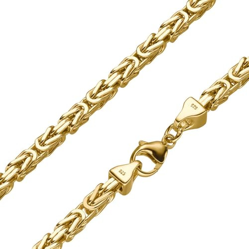 SchmuckForever Vergoldete 5mm Königskette 925 Silber massiv - Länge Wählbar - Gold Vergoldet - Collier Halskette oder Armband (60)