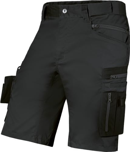 Uvex echor Arbeitsshorts - Kurze Arbeitshose - Herren-Cargohose - Stretch-Bund, Abriebfest & viel Stauraum - Schwarz - Gr. 52