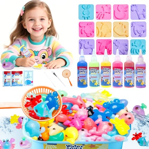 Balakaka Magic Water Elf con 6 Gel Colorati, Kit Creativo 3D Magic Gel con 12 Formine, Giocattolo Acquatico Fatto a Mano Regalo per Bambini 5 6 7 8 9