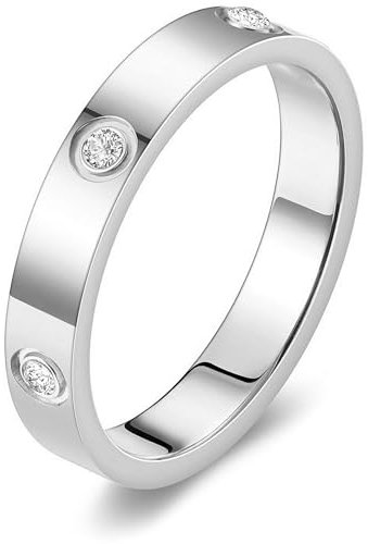 Tidefire Edelstahl Liebe Freundschaft Ring Edelstahl Titanium Stahl Ring Cubic Zirkonia Ring für Herren Damen (Silber 4-9)