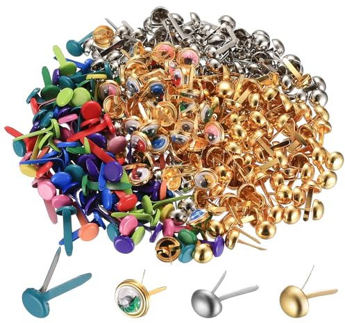 Mini Brads, 350 Stück Musterbeutelklammern, Musterklammern, Metall Rundkopfklammern, Bunte Scrapbooking Brads für Scrapbooking Kartenherstellung DIY Basteln Kunsthandwerk Papier Briefklammern