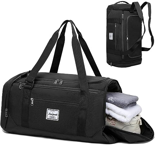 Laripwit Sporttasche Herren, 40L Reisetasche Rucksack Trainingstasche mit Schuhfach & Nassfach, Wasserdicht Sport Gym Fitness Tasche Weekender Tasche Rucksack Damen, Schwarz