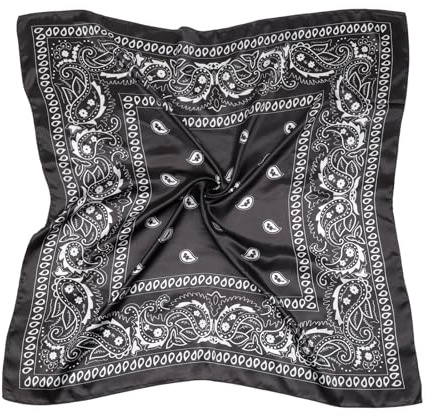 DRESHOW Femmes Grand Foulards Carrés Satin Foulards Cheveux Accessoires Soie Carrés Motifs Classiques Bandanas Plage