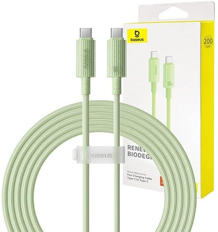 Baseus Schnellladekabel USB-C auf USB-C Serie Habitat 2 m 100 W – Grün