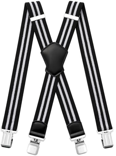 Aonvmdis Bretelles Homme Larges Réglable Élastique Extra Fort 4 Robuste Clips, pour Hommes et femmes avec en forme X Design et Sangles Extra Larges