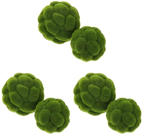 DOITOOL Green Moss Balls Decorative for Bowls: 6 Pcs Fake Moss Balls Faux Decorative Spheres for Bowl Fillers, Vase Filler, Wedding Decor, Table Arrangement, DIY Crafts (3.9 + 4.7)