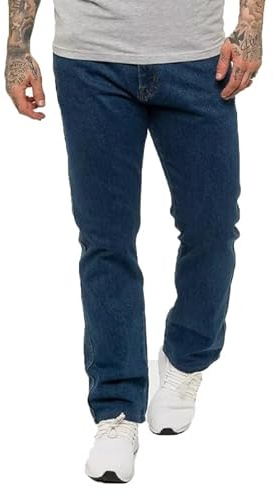 Stylo Online Men's Straight Leg Jeans – Heavy-Duty 100% Cotton Denim Jean, Regular Fit, Workwear & Casual Trousers- (Dark Blue 46/31)
