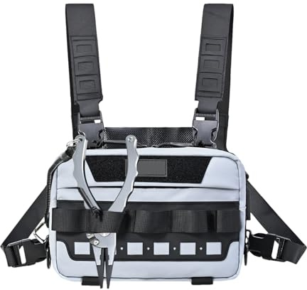 Vgvgaj Borsa da a mosca | Borsa per il petto Sport – Sacchetto di stoccaggio leggero multiuso Esche per donne uomini escursionismo ciclismo campeggio terreni, grigio, Se référer au descriptif