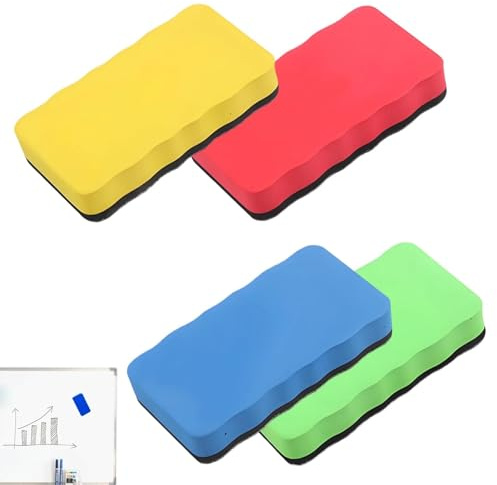 Lot de 4 éponges magnétiques pour tableau blanc, gommes sèches magnétiques pour tableaux blancs, tableaux, tableaux de conférence, etc