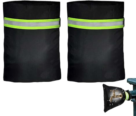 TUKEVA 2 PCS Engrosamiento exterior cubierta para grifo bolsa resistente al invierno para grifo fundas anticongelantes reflectantes Tejido Oxford impermeable 17x21cm (Negro)