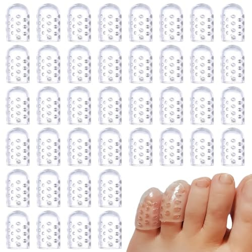 40 Pcs Protección de Dedo Del Pie Transparente, Silicona de Protección de Los Pies, Silicona Transpirable, Silicona-Fricción de Protección para Ampollas, Callos, Callosidades, Alivio Dolor Fricción