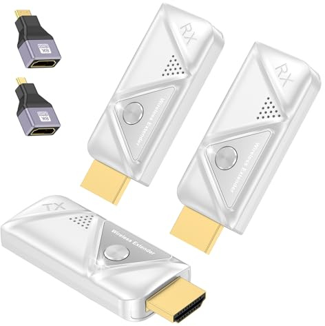 Steetek Émetteur et 2 Récepteurs HDMI sans Fil, HDMI sans Fil - Diffusion Vidéo/Audio vers 2 Écrans, Ordinateur Portable/PC/TV vers Projecteur/Moniteur/TV HD, Double Bande 2.4G/5G, 1080P, Plug & Play