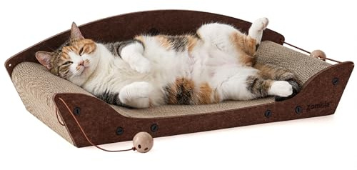 ZOMISIA 66 cm Cat Scratching Lounge Bed, 2 in 1 Cardboard Scratcher Board