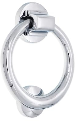 Infinity Decor Aldaba de puerta de latón macizo de estilo vintage de 110 mm en acabado cromado pulido – Aldaba de mano de alta calidad para muebles de puerta de entrada