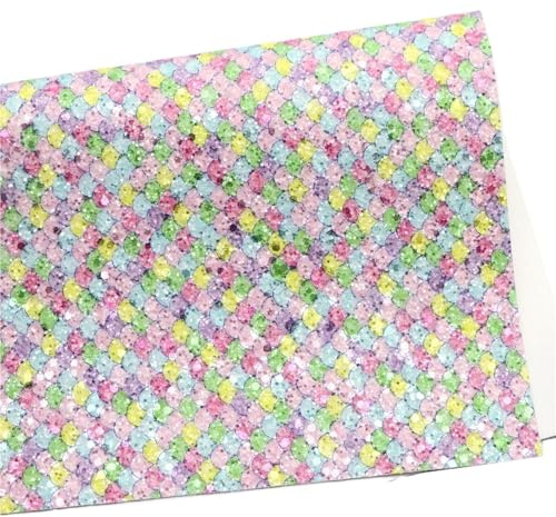 PVC konstläder glitterlakan | Flerfärgad hantverk och sömnad: 2 st Skalmönster paljetter Glitter konstläder(Color-01)