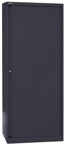 Bisley Armario Euro Tambour de persianas, 4 estantes, 5 Oh, B 800 mm, Metal, 5633 persiana, Cuerpo Negro, 43 x 80 x 198 cm