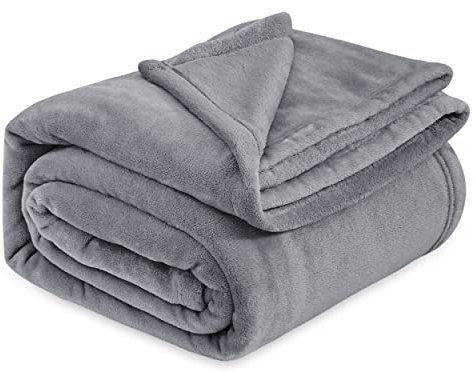 Bedsure Fleece Blanket for Bed - Soft Cosy Fluffy Throw Blankets, Warm Large Throws for Audlts, Silver Grey, 220x240 cm