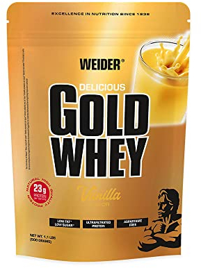 Weider Gold Whey Protein Vanille, Low Carb, Eiweißpulver für Fitness und Bodybuilding, 500g