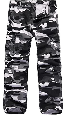 iCKER Cargo Combat Trousers Men Work Camo Army Military Tactical Multi Pocket Camouflage Pants
