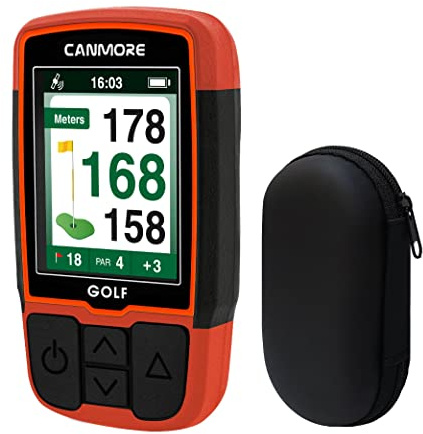 Canmore HG200 Golf GPS portátil y Estuche - Pantalla a Todo Color con más de 41.000 Datos Esenciales del Campo de Golf y Hoja de puntuación - Resistente al Agua, Naranja