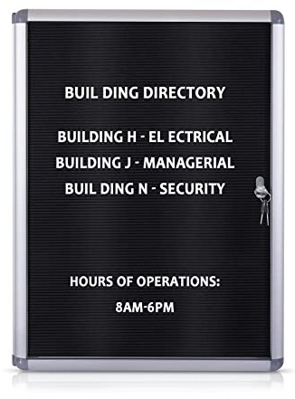 EVERSUPPLY Enclosed Changeable Letter Boards Felt Message Board with Locking Door, Black, Aluminum Frame, 26X20 inches