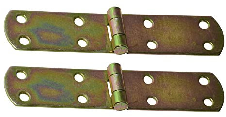 BRESKO Kistenband Scharniere Möbelband Möbelscharniere Tischband Truhenband Beschlag gelb galvanisiert verzinkt (2 Stück - 160x35 mm)