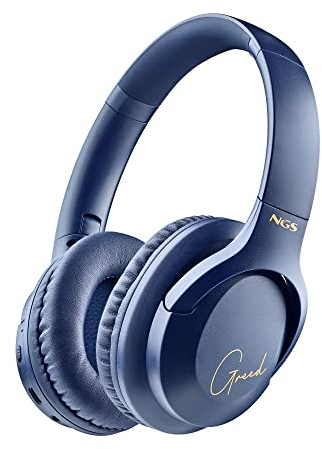 NGS Artica Greed Blue - Auriculares Supraaurales Inalámbricos, Compatibles con Tecnología Bluetooth, Ligeros y Plegables, Micrófono Incorporado, 40h de Batería, Color Azul