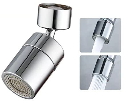 Rubinetto aeratore a doppia funzione, rotazione a 360°, testa di spruzzo, risparmio idrico con flusso di bolle morbido e spruzzatore forte per lavello della cucina e lavandino del bagno (argento)