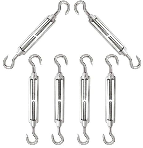 Tenditore, Tenditori in Acciaio Inossidabile, 6 Pezzi Tenditore Acciaio Inox, Tenditore Filo Regolabile, Tenditore M5 in Acciaio Inox 304, Gancio Per Cavi in ​​acciaio, M5 Tenditore Acciaio Inox 304
