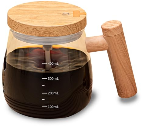 FOVNOT Self Stirring Coffee Mug, 400ML Electric Mixing Cup High Borosilicate Glass Self Stirring Mug Chargeable Electric High Speed Mixing Cup Suitable for Coffee/Milk/Hot Chocolate