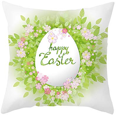 Ethereval Linen Couch Pillow Covers Set Cushion Cover Flower Decorative Egg Pillow Cover Microfiber Patio Cushion Covers Replacement Sectional Green White - 45x45cm