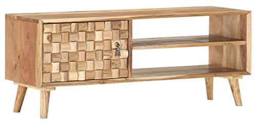 ShGaxin TV-skåp, TV-bord, TV-skåp, TV-bord, vardagsrumsmöbler, vardagsrum TV-möbler, i massivt trä av Acacia 100 x 35 x 40 cm