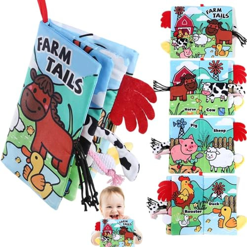 BelleVive Sensorische Babybücher 0–6 Monate, weiches Babyspielzeug aus Stoff für die Bauchlage 3–6–12 Monate, Geschenke für Neugeborene, Jungen, Knisterbücher zum Anfassen und Fühlen