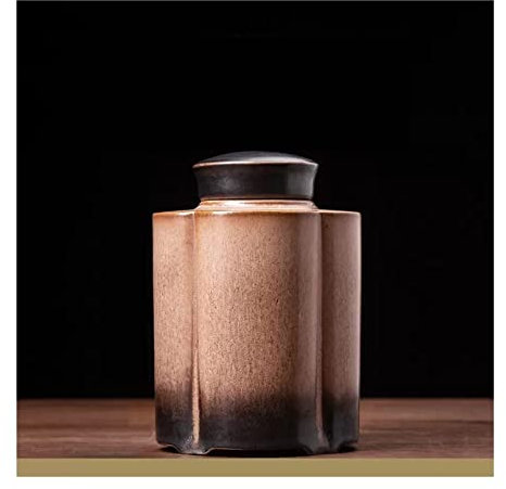 Caddy Latas de té selladas de cerámica con superficie esmaltada marrón de estilo chino, recipientes de almacenamiento de alimentos retro, tarro de almacenamiento de azúcar, puede almacenar té, miel y