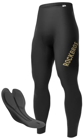 ROCKBROS Pantaloni da Ciclismo Lunghi Uomo PRO Estivo con Fondello Senza Cuciture, Pantaloni Bici Imbottiti Traspirante Elastico e Asciugatura Rapida, per MTB Bici da Strada Bicicletta, Nero, L