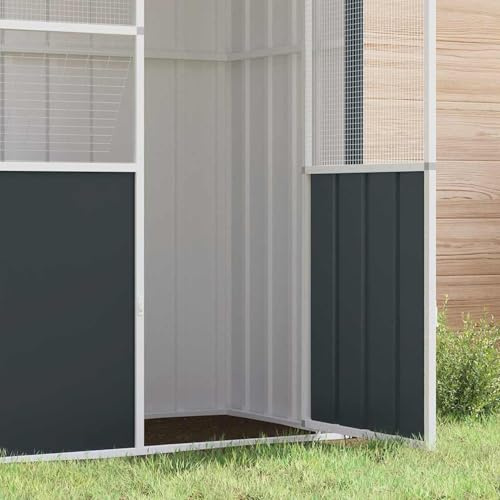 Homgoday Stor voljär av galvaniserat stål, antracit, 215 x 78 x 200 cm, med låsbar dörr, för fåglar och små djur, modell 172344