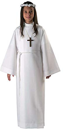 Holyart Abiti Prima Comunione: Tunica Prima Comunione Unisex 2 piegoni, 105 cm (41.5 INC.)