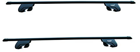 Summit SUP-815 Premium Railing Roof Bar for Cars with Raised Running Rails, Black Steel, Set of 2