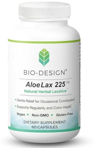 Bio-Design Aloe Lax 225 – Natural Herbal Laxative for Gentle, Effective Constipation Relief – Supports Digestive Regularity – Aloe Ferox 225 mg – 60 Capsules