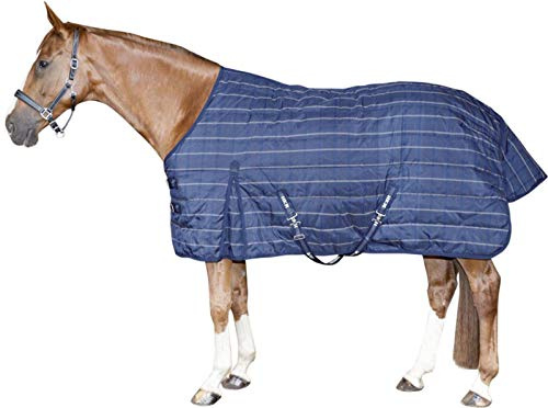 HKM Couverture Hiver Interieur/Box, 200g d'ouate,1200D Bleu Foncé 155 cm