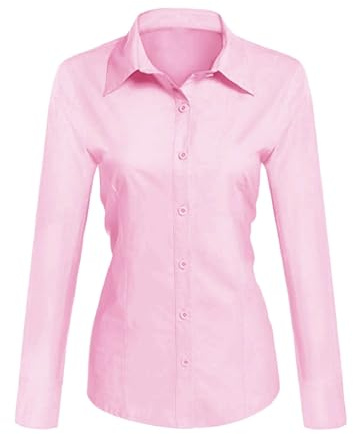 Toocool - Camicia Donna Slim Fit Manica Lunga Camicetta Blusa Aderente Cotone C-S020 [M,Rosa]