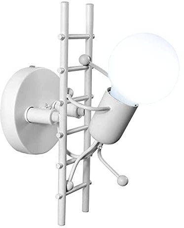 LZGS Go Swing Bands Humanoid Wandleuchte kreativ Cartoon Wandlampen Innen Industrie Wand Lampe Lampe max für 60 W E27 Basis für Schlafzimmer Kinderzimmer Flur Restaurant Treppe (weiß)