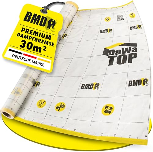 BMD DaWaTop Klimamembran | feuchtevariable Dampfbremse | UV-Stabil | 1,5m x 20m | Dampfbremsfolie nach DIN 4108 & ENEV für Steildach und Flachdach