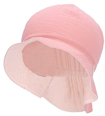 Sterntaler Baby Mädchen Hut Baby Sonnenhut zum Wenden Uni - Baby Hut, Kopfbedeckung Baby - aus Baumwoll Musselin (Bio) - zartrosa, 43
