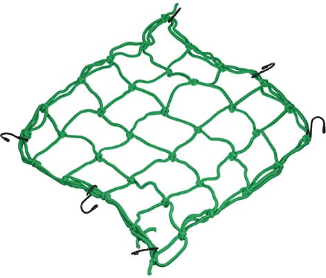 PATIKIL 15x15 Motorcycle Cargo Net, Luggage Debris Tie-Down Net Extendable Rubber Rope Cover with 6 Hooks for Travel Camping, Green