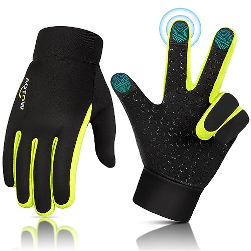 AOTOW Winter Warm Kids Cycling Gloves - Cold Weather Touchscreen Glove for Childrens Riding Bike and Football Grip Anti-Slip Outdoor Ski Sports Gloves for Boys Girls 4-6 Year Old