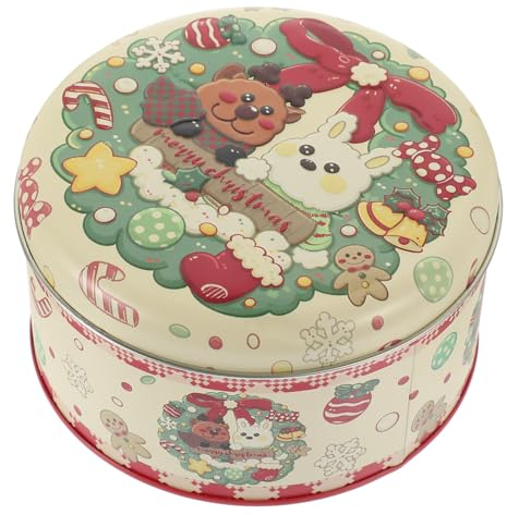 Caja Latas De Panadería De Navidad Latas Navideñas Con Tapa Lata De Dulces De Navidad De Galletas De Metal De Galletas Con Tapas Caso De Azúcar Ronda Hojalata