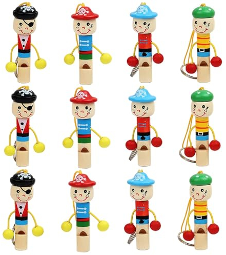 12 Stück Kleine Holztrompete Tierpfeife, Cartoon Pfeife für Kinder Musikinstrument, Pädagogische Holzpfeife, Geeignet für Versammlungen, Spiele