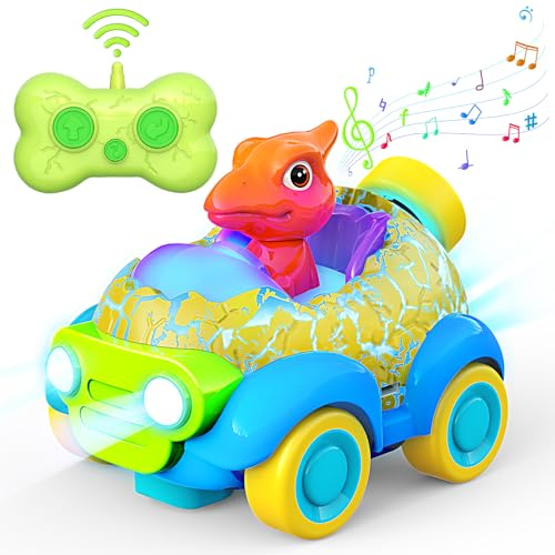 Gralal Ferngesteuertes Auto ab 2-7 Jahre, Dinosaurier Spielzeug ab 2 3 4 5 6 Jahre Junge, RC Auto Monstertruck mit Musik, LED-Leuchten, Outdoor Spielzeug Kleine Geschenke für Kinder